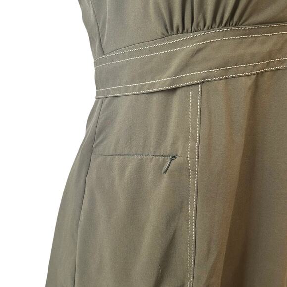 Athleta Pack Everywhere Halter Army Green Dress Women's Size 8 Athleisure Travel - Picture 4 of 6